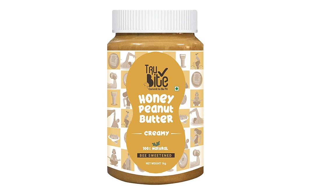 Trubite Honey Peanut Butter Creamy Bee Sweetened   Plastic Jar  1 kilogram